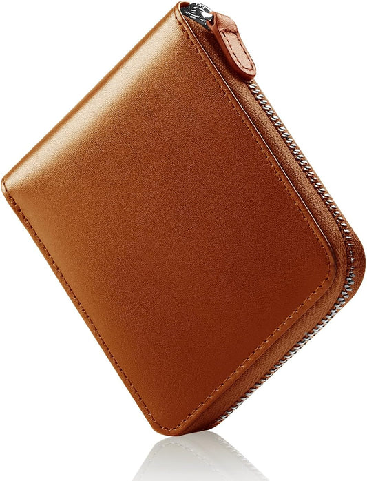 メンズ 2つ折り 日本栃木 レザー 二つ折り財布 YKK ラウンドファスナー 一流の革職人が作る 折り財布